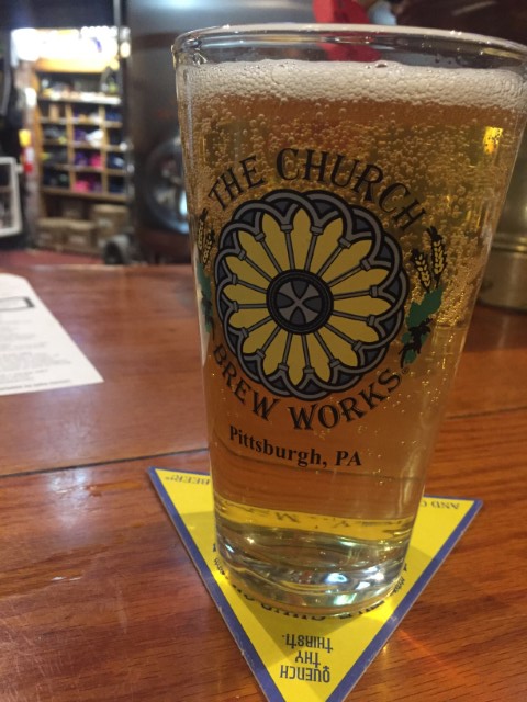 Enjoying a glass of beer at The Church Brew Works